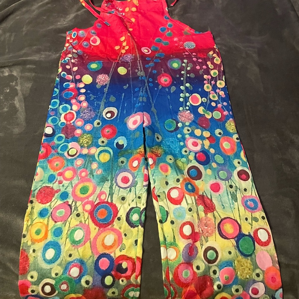 Overalls Size 14 Colorful Abstract - Picture 2 of 4